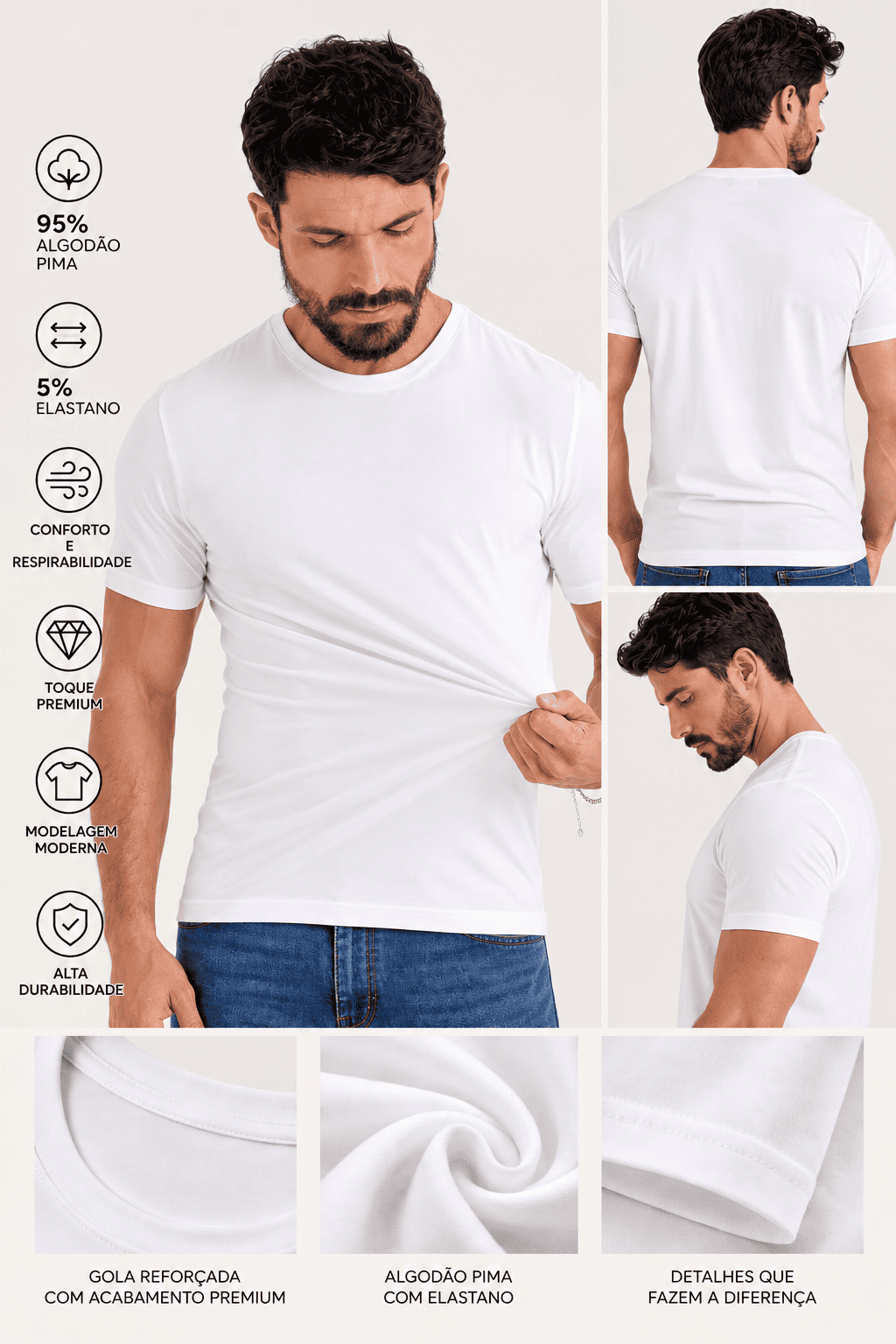 Camiseta Pima Arautus - elasticidade do tecido